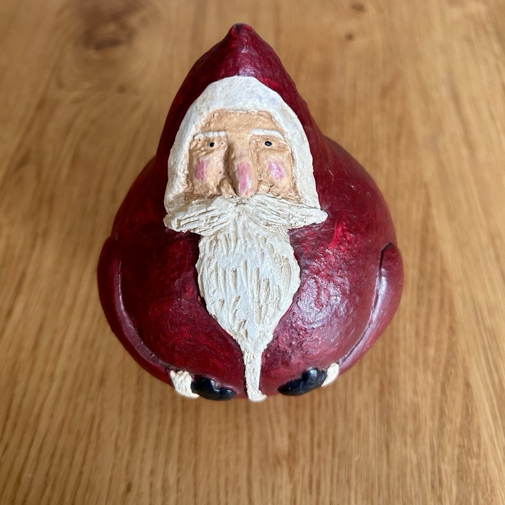 RARE Vintage Fairfield Folk Art Chalkware Round Santa, Primitive Art, Christmas